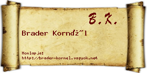 Brader Kornél névjegykártya
